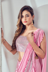 Latest Functional Wear Looking Pink Colour Saree